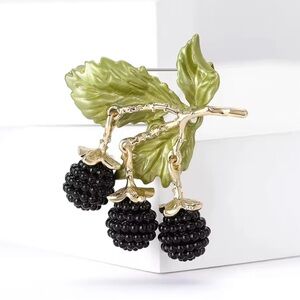 Elegant Black Berry Brooch Pin